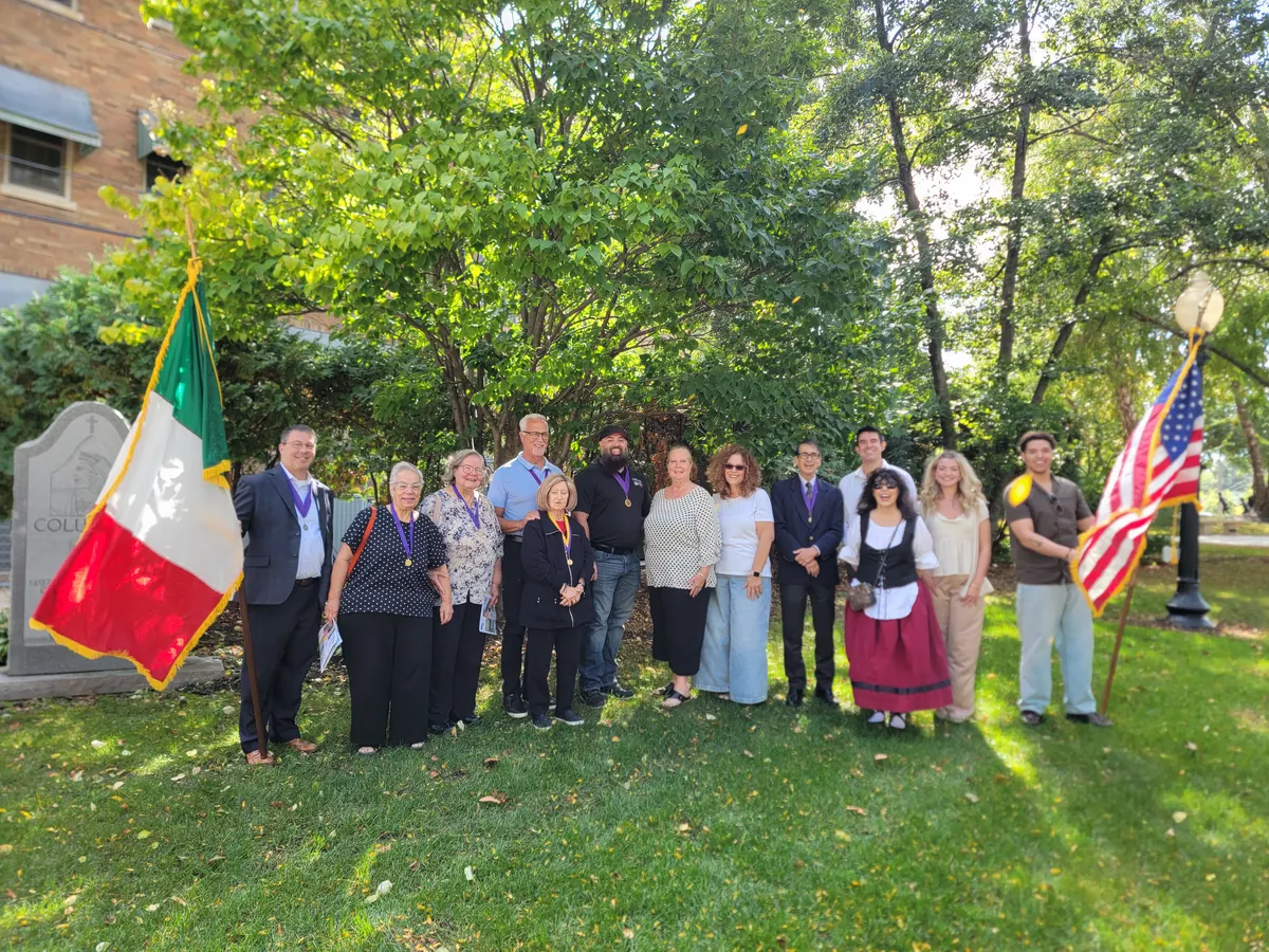 Tribute to the Columbus Day Statue in the garden at St. Anthony's